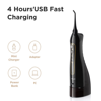 Water Flossers for Teeth 300ML Oral Irrigator Rechargeable Portable Dental 3 Modes Water Tank Waterproof Teeth Cleaner Allinoneshop-24