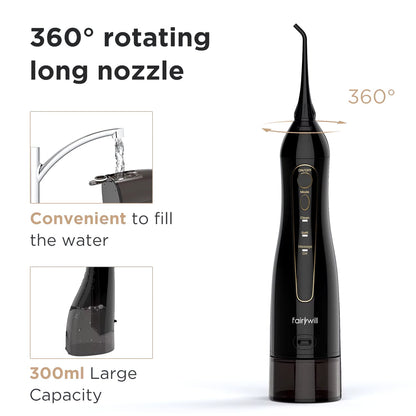 Water Flossers for Teeth 300ML Oral Irrigator Rechargeable Portable Dental 3 Modes Water Tank Waterproof Teeth Cleaner Allinoneshop-24
