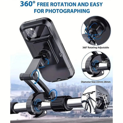 Waterproof Motorcycle Bike Mobile Phone Holder Universal Bicycle GPS 360°Swivel Phone Mount Allinoneshop-24