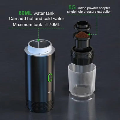 Wireless Electric Portable Espresso Coffee Machine for Car & Home Camping Coffee Maker 3-In-1 Capsule Powder Travel Coffee Maker Allinoneshop-24