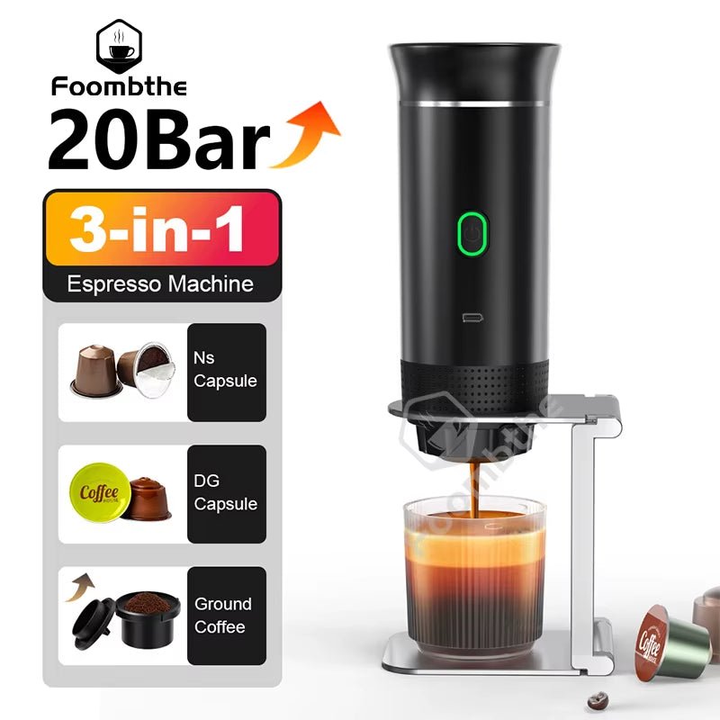 Wireless Electric Portable Espresso Coffee Machine for Car & Home Camping Coffee Maker 3-In-1 Capsule Powder Travel Coffee Maker Allinoneshop-24