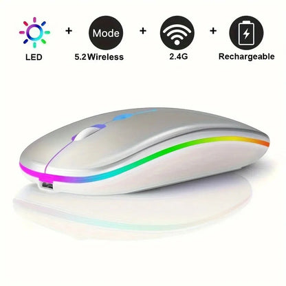Wireless Mouse Gaming Mouse Backlight USB Compatible RGB Rechargeable Mice Silent Backlit Ergonomic Gaming Mouse for Laptop PC Allinoneshop-24