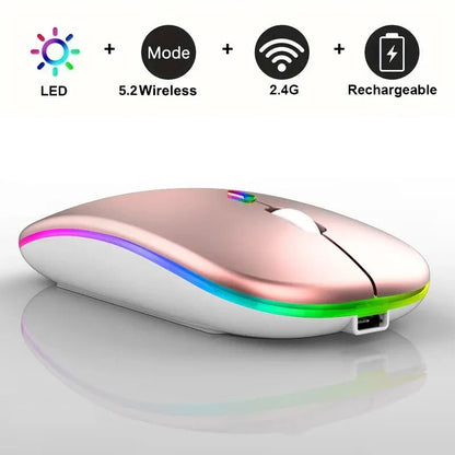 Wireless Mouse Gaming Mouse Backlight USB Compatible RGB Rechargeable Mice Silent Backlit Ergonomic Gaming Mouse for Laptop PC Allinoneshop-24