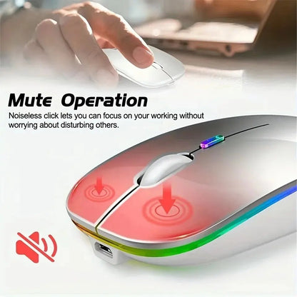 Wireless Mouse Gaming Mouse Backlight USB Compatible RGB Rechargeable Mice Silent Backlit Ergonomic Gaming Mouse for Laptop PC Allinoneshop-24