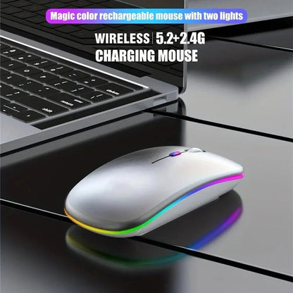 Wireless Mouse Gaming Mouse Backlight USB Compatible RGB Rechargeable Mice Silent Backlit Ergonomic Gaming Mouse for Laptop PC Allinoneshop-24