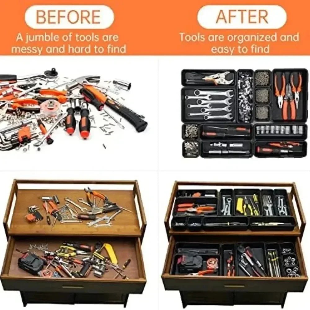 Workbench 8/16Pcs Tool Box Organizer Tray Dividers Set Cabinet Bins Tool Chest Drawer Organization Garage Hardware Tool Tray Allinoneshop-24