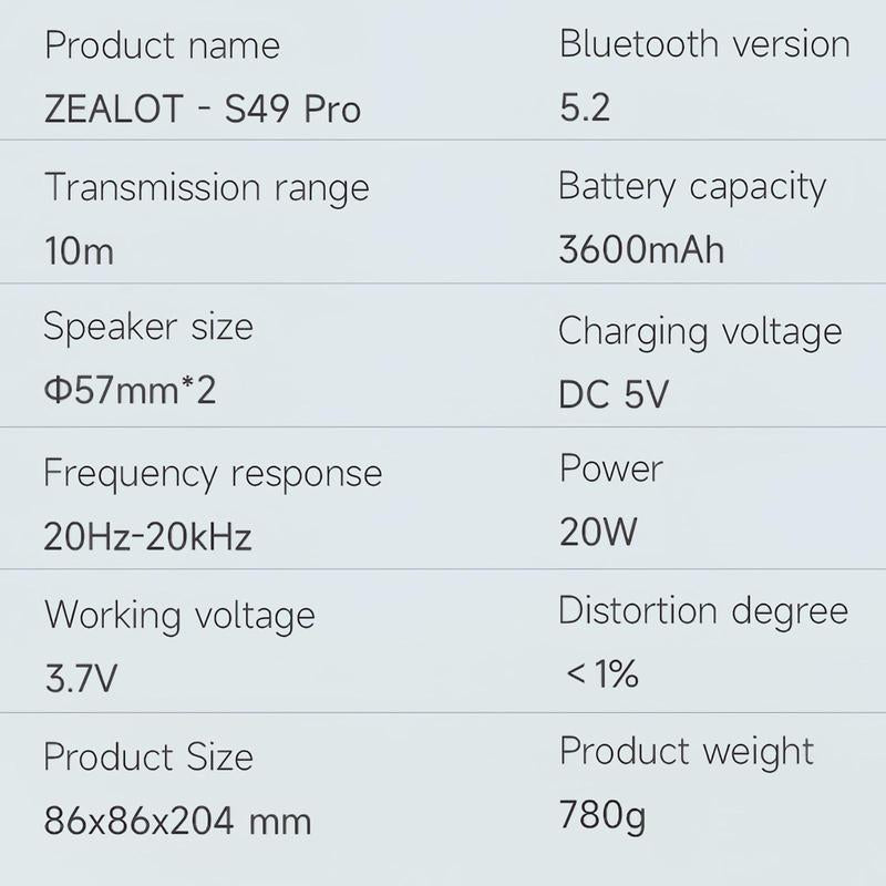 ZEALOT S49Pro Wireless Portable Speaker, 20W High Power Long Endurance Waterproof Speaker with RGB Light Effect, Rechargeable Speaker, High Power Speaker, Bluetooth-Compatible Speaker for Indoor, Outdoor, Hiking, Camping Allinoneshop-24
